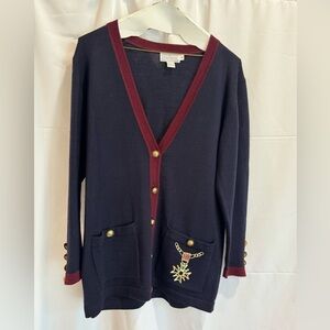 Doncaster vintage‎ navy blue wool cardigan (M)